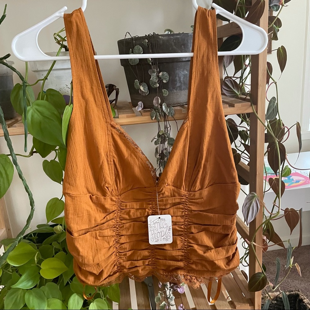 NWT free people lace trim corset tank top - Picture 1 of 10